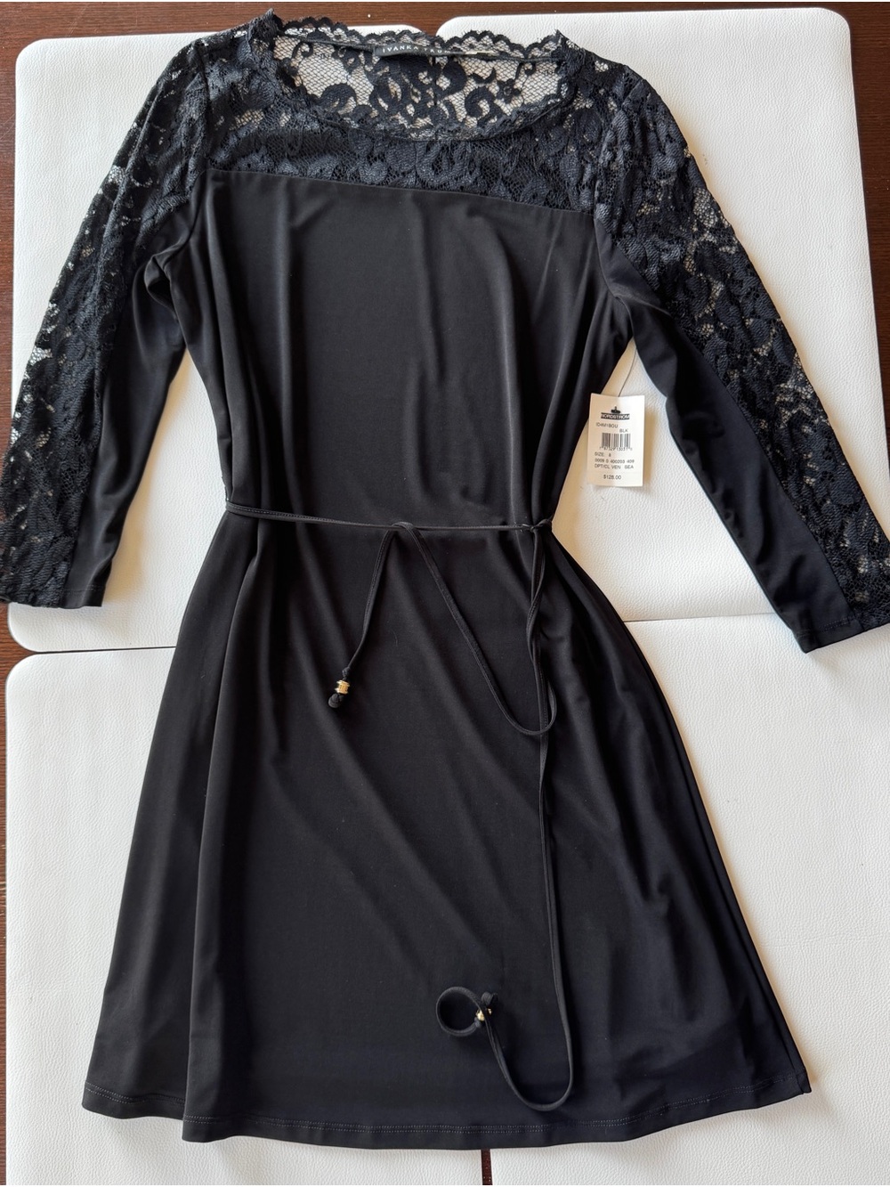 Women's Black Lace Fit-and-Flare Dress
